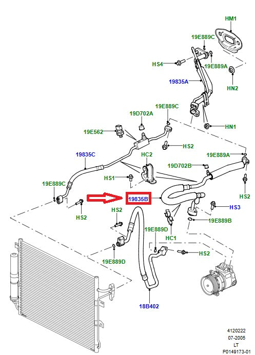 A/C Flexible Hose - Compressor Outlet to Evaporator Line - GENUINE LAND ROVER