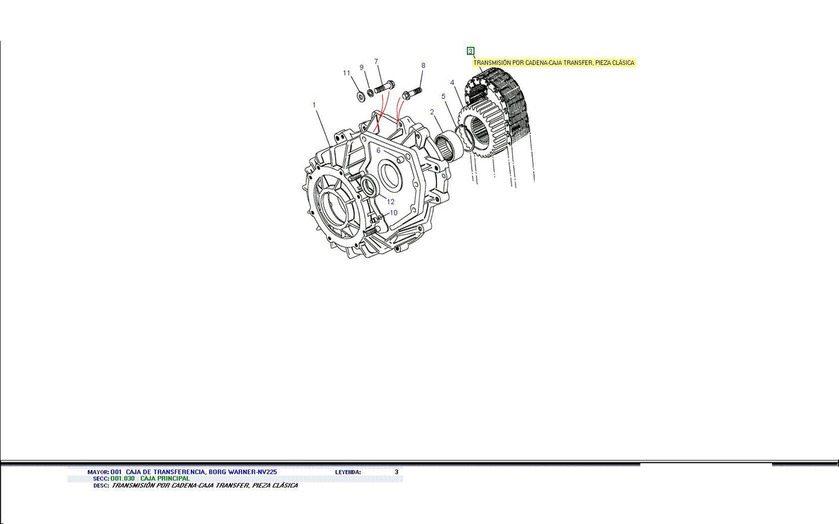 Chain drive transfer box