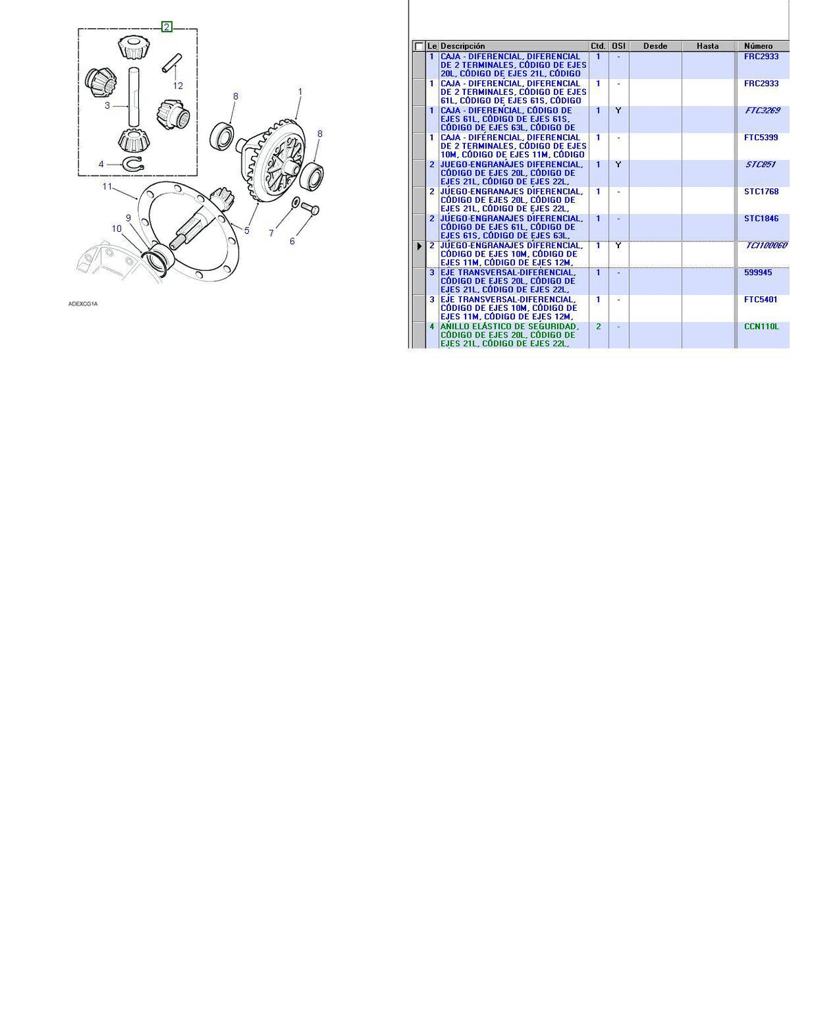 Diff gear set