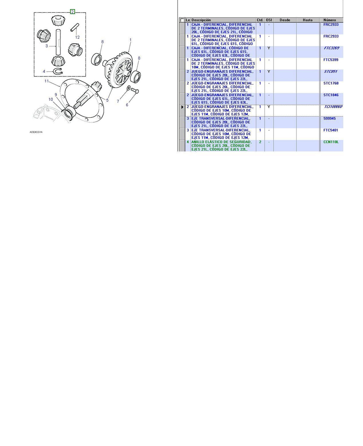 Diff gear set