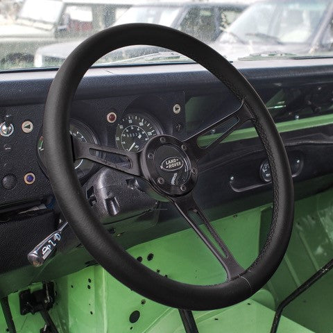 Napa Leather Steering Wheel - Black Spokes - Linares Model - Land Rover Series 3 - with 48 Spline Pineapple - 38cms