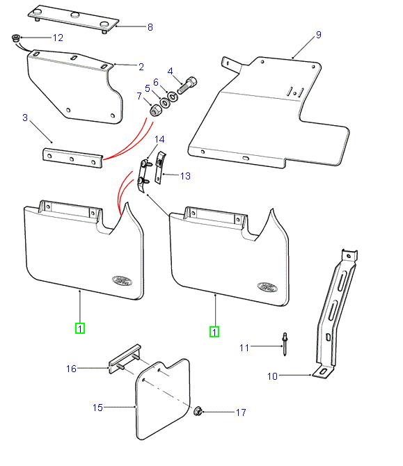 Mudflap With Bracket LH Rear