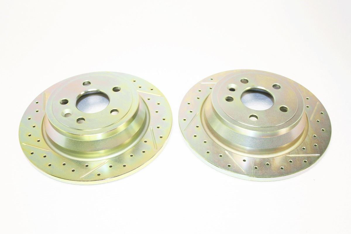 Solid Rear Brake Discs - Drilled And Slotted - Pair