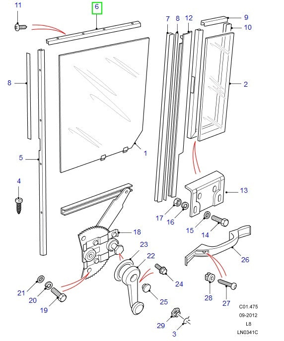 Top channel - door glass