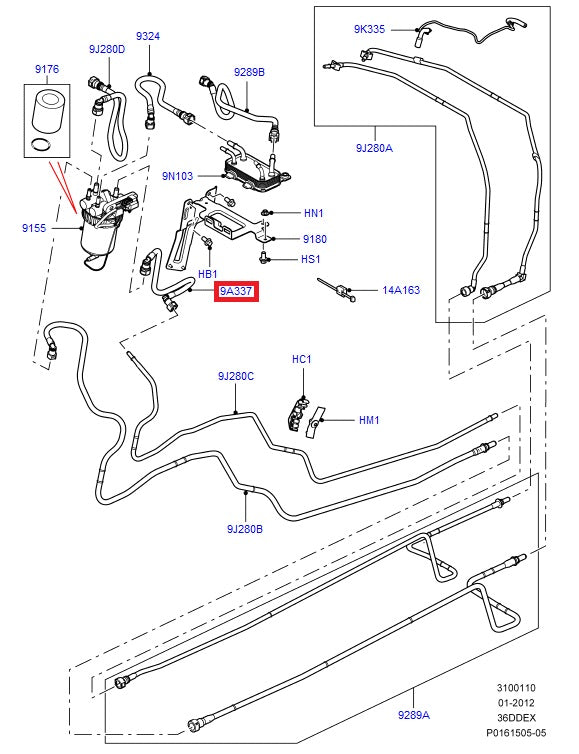 Fuel Feed Pipe - Pipe to Filter