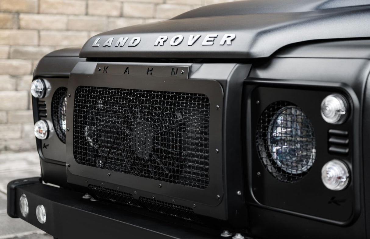 Defender military headlight covers with mesh - stainless steel - by chelsea truck company