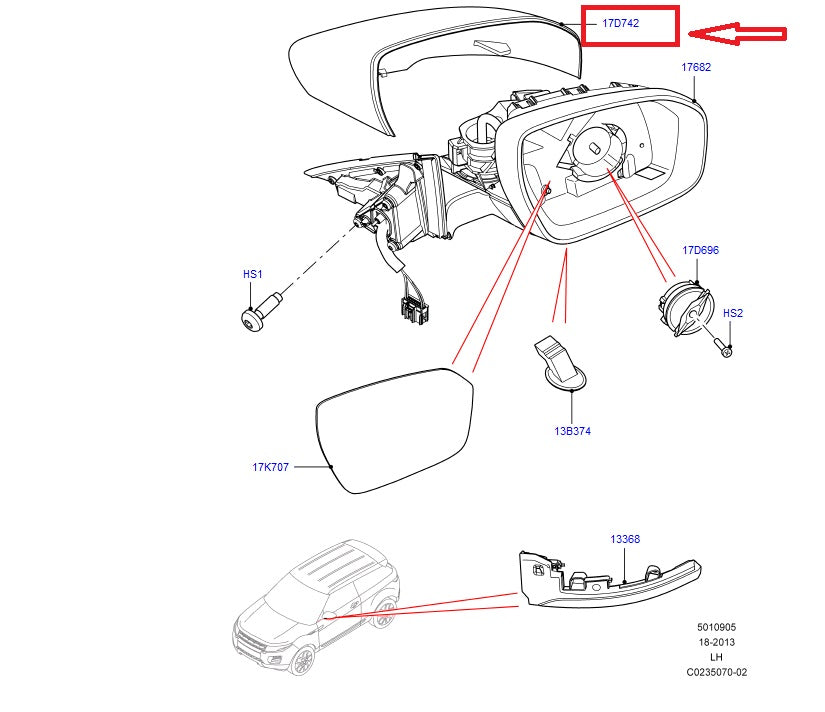 Cover - mirror housing
