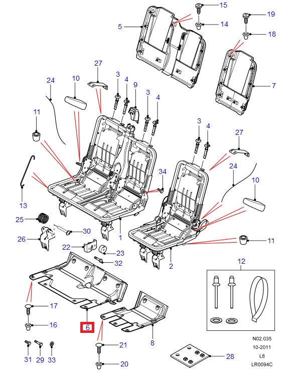 Under Seat Cover - Right Rear