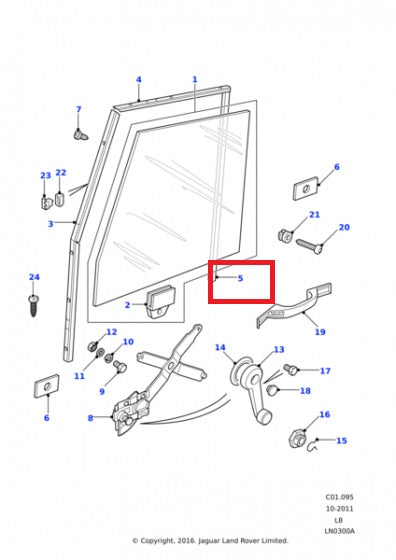 Front Door Glass LH Clear
