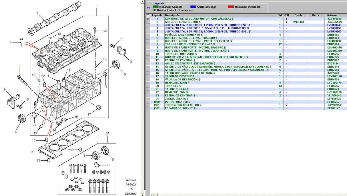 Gasket cylinder head 2 hole
