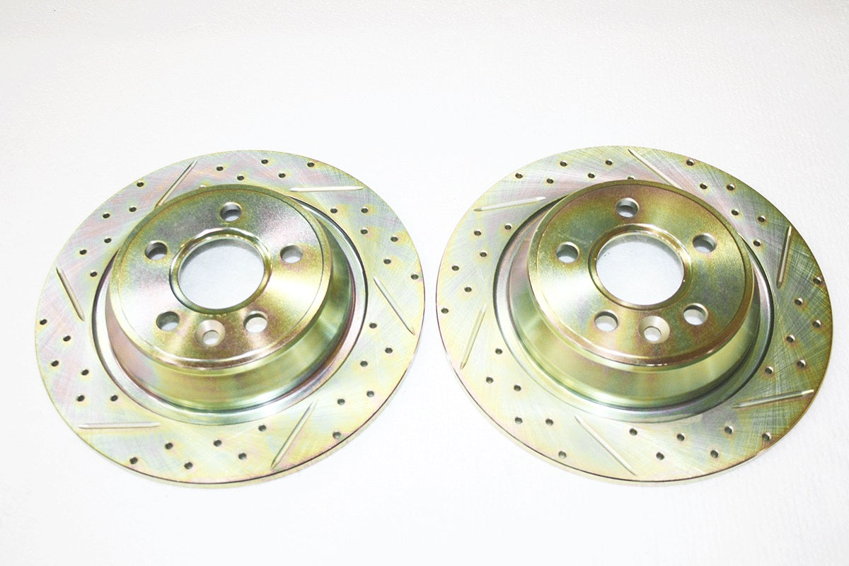 Solid Rear Brake Discs - Drilled And Slotted - Pair