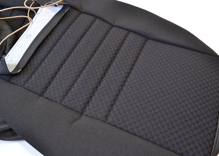 Driver or Passenger Front Seat Foam + Retrim Kit - Black - For 1 Seat - Black Span/Mondus Fabric - EXMOOR TRIM