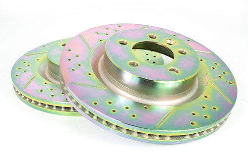 Front Vented Drilled & Slotted Brake Disc - Pair