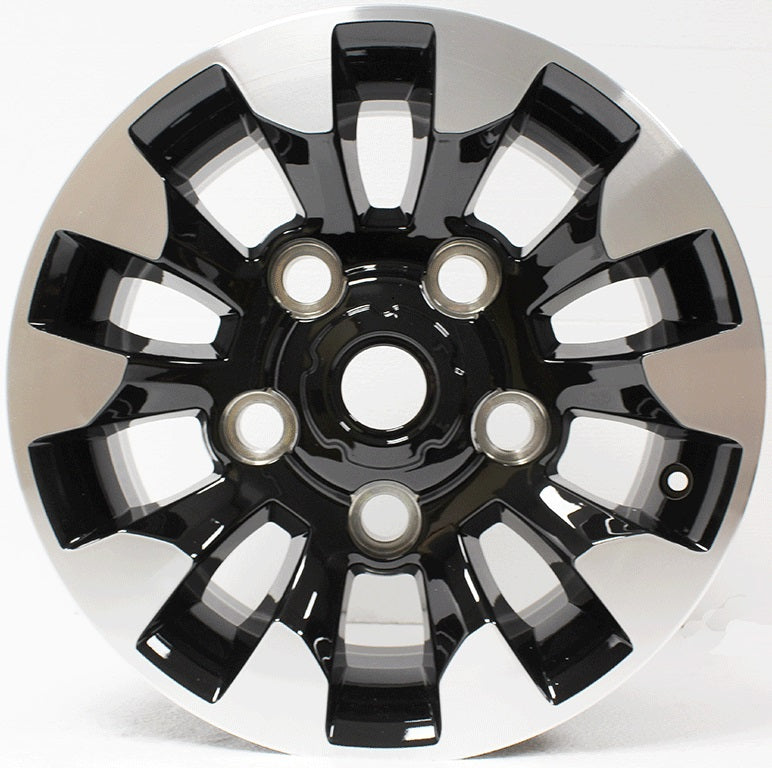 ALLOY WHEEL - GLOSS BLACK DIAMOND CUT - 16x7 ET20 5x165 - DEFENDER/DISCOVERY 1/RANGE ROVER CLASSIC 1994 ONWARDS