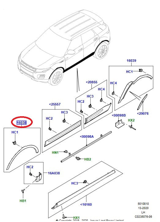 Wheel Arch Molding - Front Left - GENUINE LAND ROVER