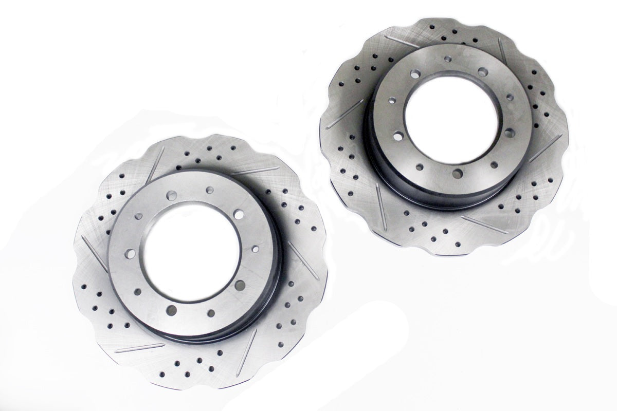 Rear Brake Disc - Non-Ventilated - Pair - Perforated and Wavy