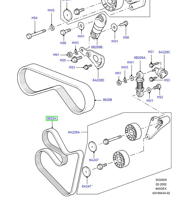 Drive belt - rr l322 - 4.4 v8 aj pet - DAYCO