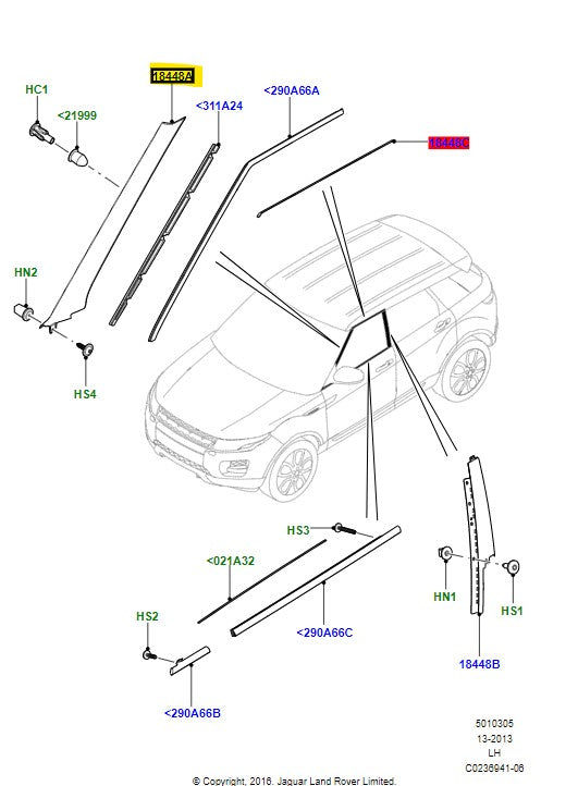 "A" Pillar Ext. Trim Right Side