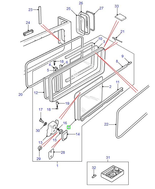 Pad - sliding glass - GENUINE LAND ROVER