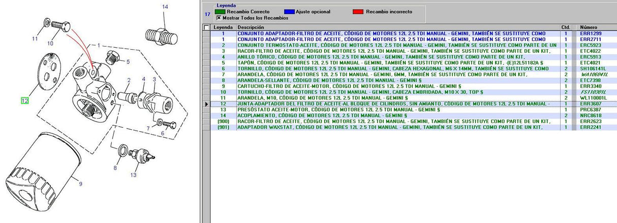 Gasket Oil Filter Adaptor - ALLMAKES