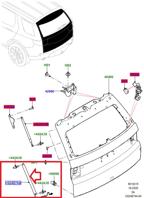Strut Tailgate - RH - GENUINE JLR