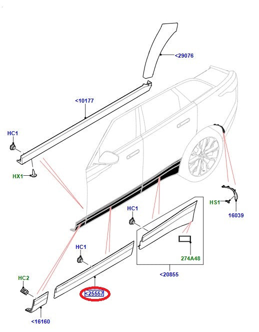 Black Molding Front Right Door - GENUINE LAND ROVER