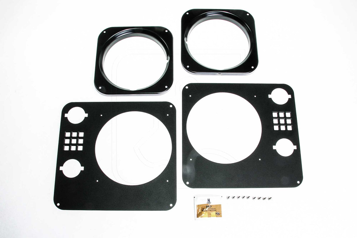 Heritage Style Aluminum Headlight Bezels - Black - Pair