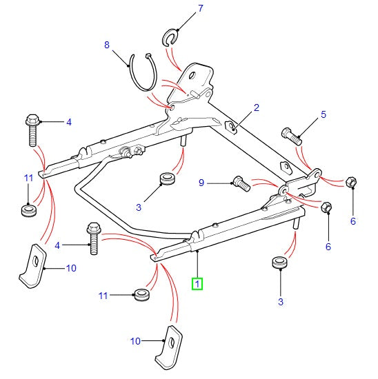 Subframe and Slide Assembly - Right Side - GENUINE LAND ROVER