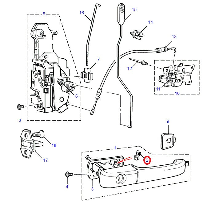 Front Door Handle Clip - Left Side
