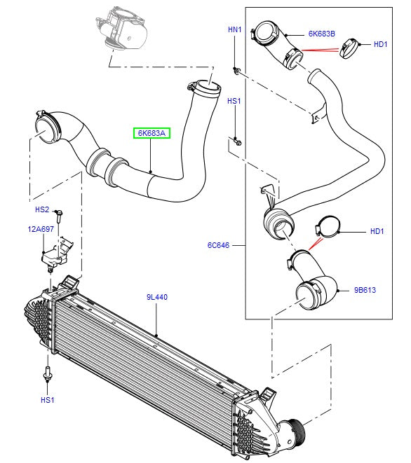 Hose - Intercoler and Hoses - 2.2L Diesel - D2/EVO 12-18 - ALLMAKES