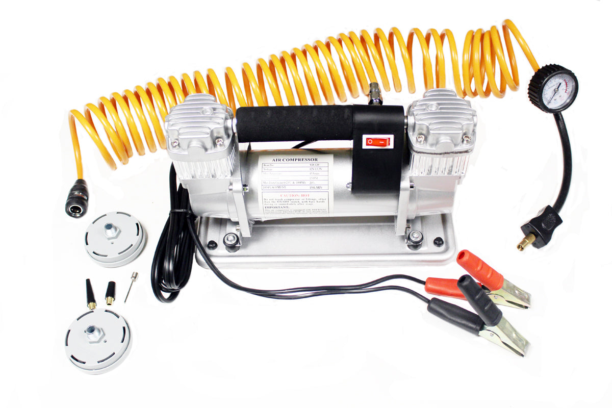 Double pump portable air compressor