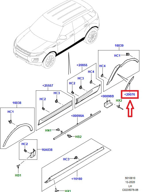 Rear Right Wheel Arch Trim Front Section - GENUINE LAND ROVER