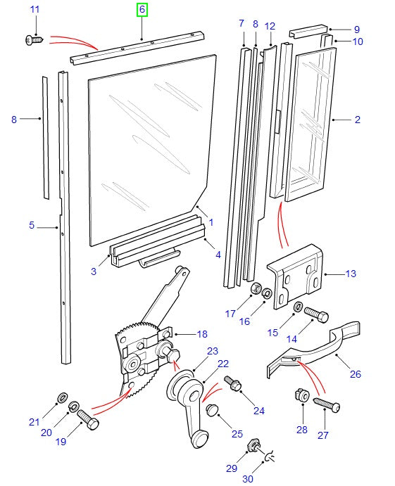 Channel Rear Door Glass Top
