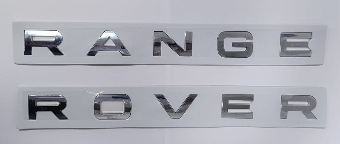 Badge "RANGE ROVER" Front/Rear - Bright Silver color - AG PARTS