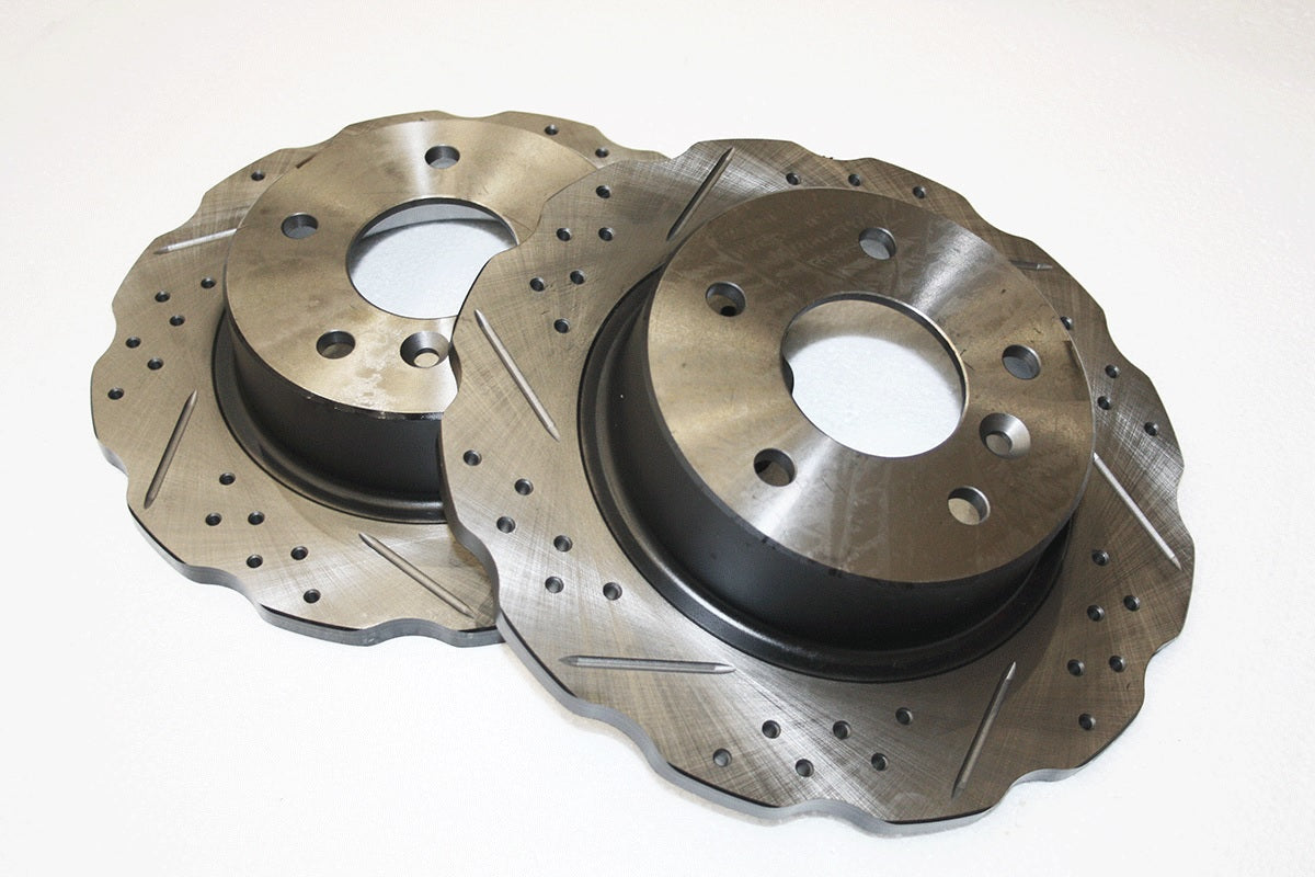 Perforated and Wavy Rear Brake Discs - Pair