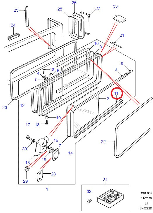 Glass channel - Left Side Rear Window