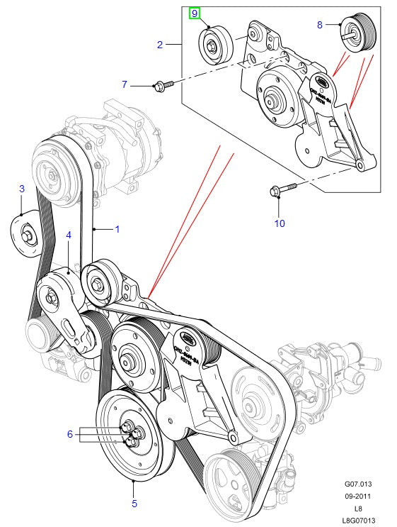 Idler 2.2L / 2.4L PUMA - GENUINE LAND ROVER
