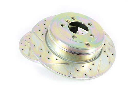 Solid Rear Brake Discs - Drilled and Slotted - Pair