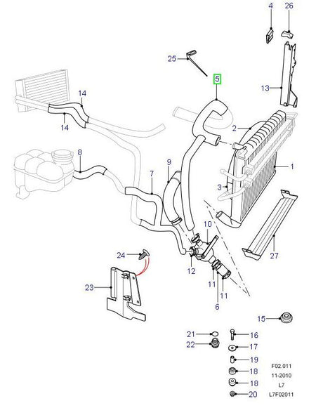 Top Hose - Upper part of the radiator - Coolant