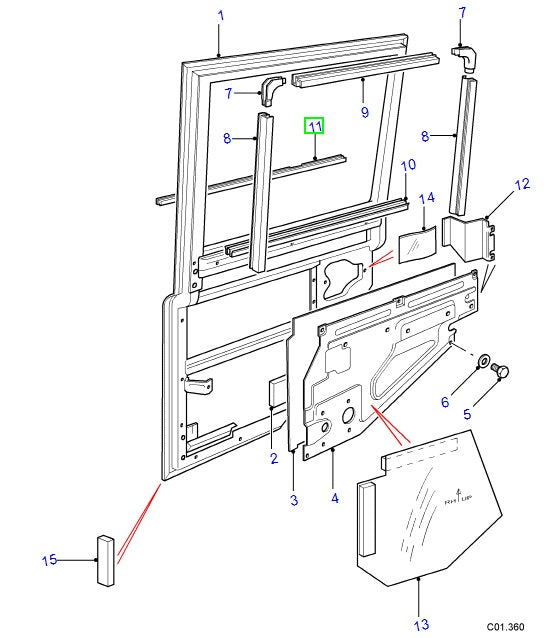 Left Rear Outer Strip Seal