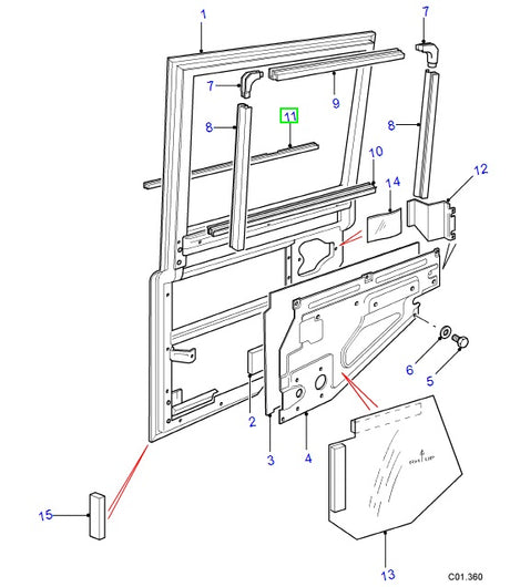 Left Rear Outer Strip Seal