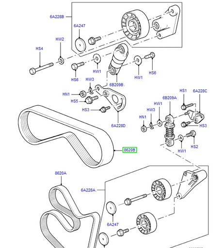 Drive belt - l322 - 4.4v8 bmw pet