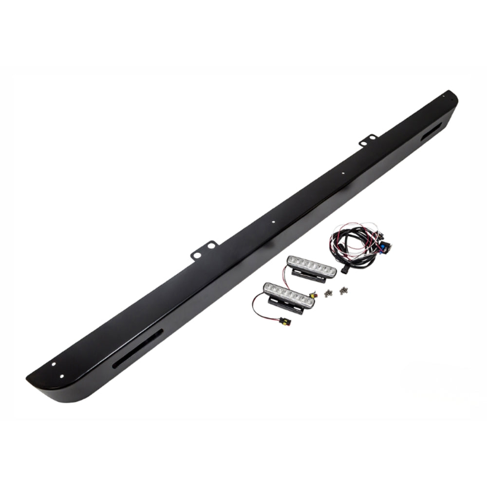 Metallic Front Bumper - Black - with Integrated LED Daytime Running Lights - ALLMAKES
