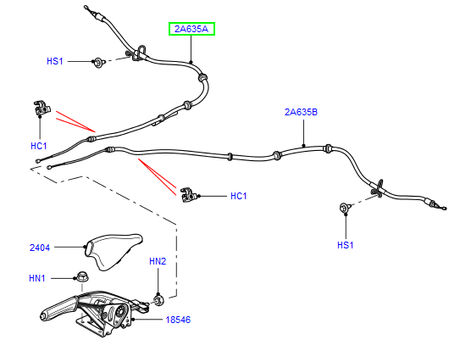 Cable assy - parking brake - f2 - rh