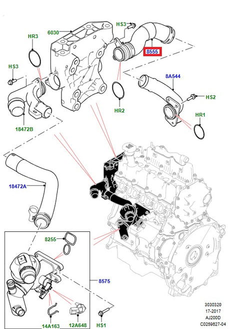 Flexible Pipe - By-Pass - Thermostat - GENUINE LAND ROVER