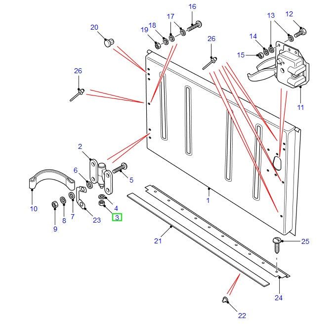 Metloc nut - tailgate hinge - def 07>