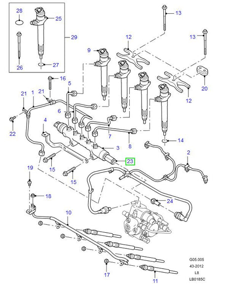 Valve-pressure-relief-fuel rail 2.4d l314