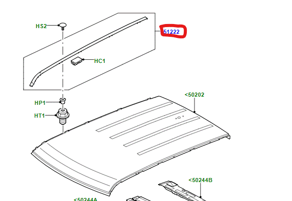 Weatherstrip - Roof Panel Rignt