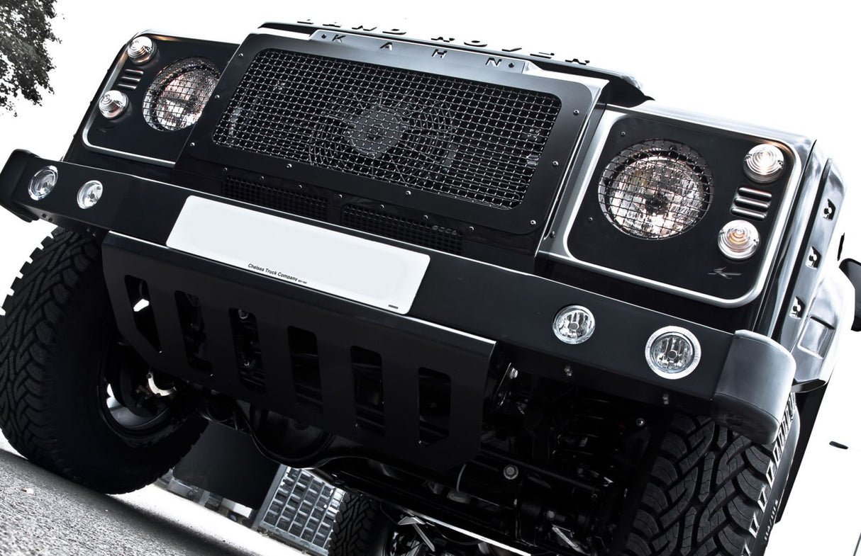 Defender military headlight covers with mesh - stainless steel - by chelsea truck company