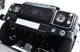 Defender military headlight covers with mesh - stainless steel - by chelsea truck company